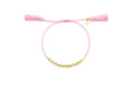 Rosa geflochtenes Macramé-Armband mit Türkis-Perlen und vergoldeten Kügelchen, mit Quasten