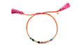 Geflochtenes pink-oranges Macramé-Armband mit bunten Edelsteinperlen und zwei rosa Quasten