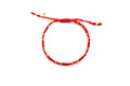 Rotes Macramé-Armband, geflochten, mit vielen kleinen vergoldeten Perlen und Zugverschluss