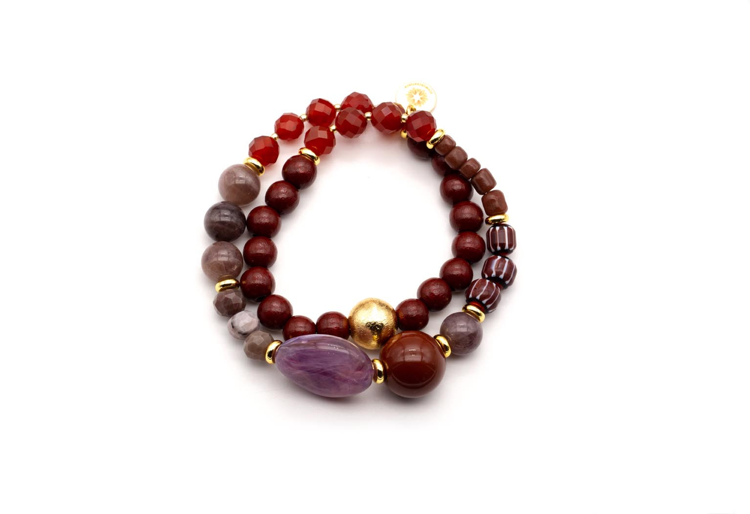 Armband Chunky Twin Ruby mit Edelsteinen