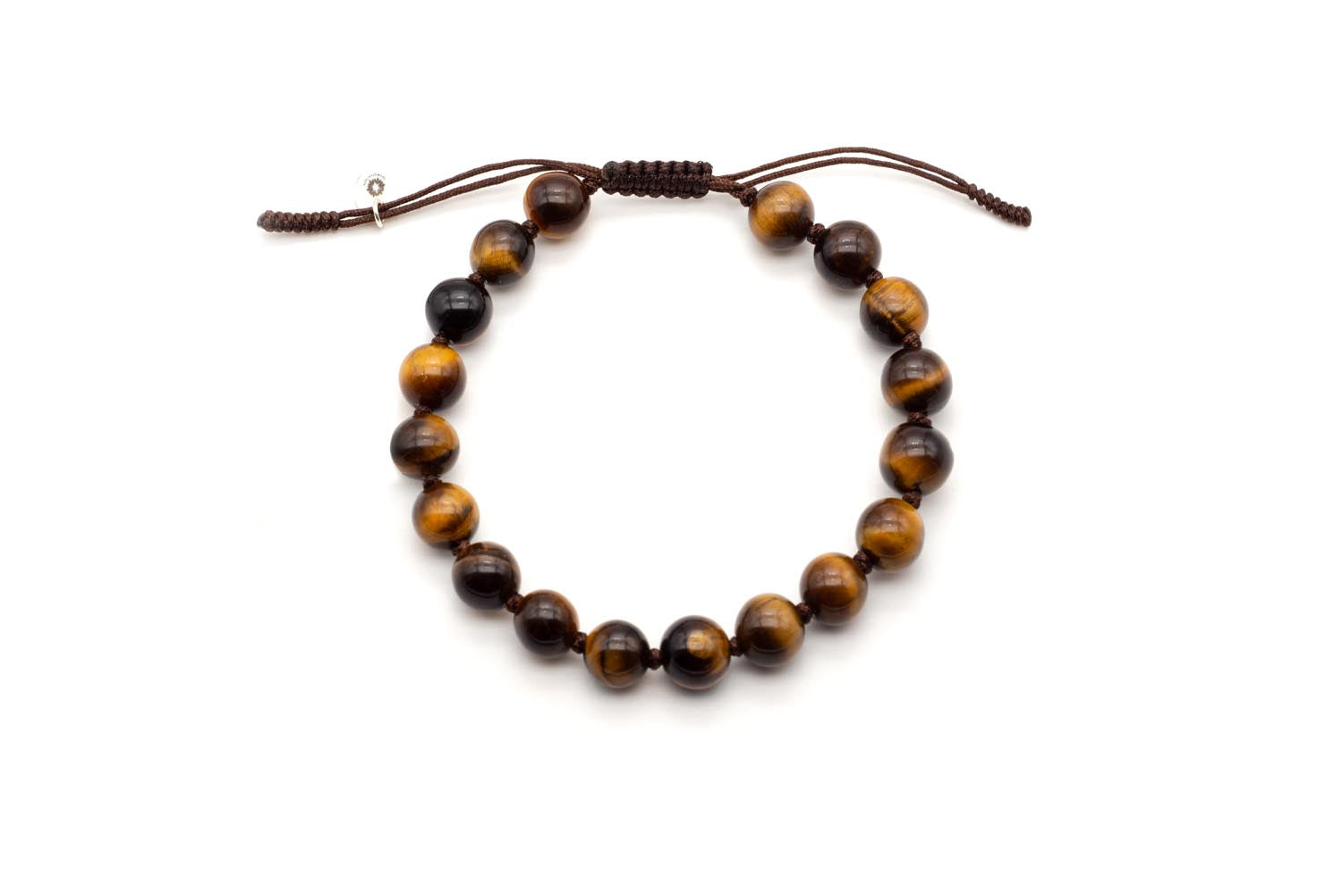 Geflochtenes Macramé-Armband mit Tigerauge-Perlen und verstellbarem Zugband