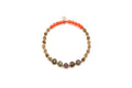 Armband auf Elastikband mit orangefarbenen und braun-violetten Saphir- und Achatperlen sowie Sterlingsilber