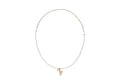 Choker aus braunem Nylonband mit goldfarbenem Herz-Anhänger und kleinem Rosenquarz-Anhänger