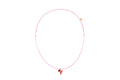 Pinkfarbene Nylon-Choker mit rosa Herz-Anhänger aus Acryl und Rubin-Anhänger