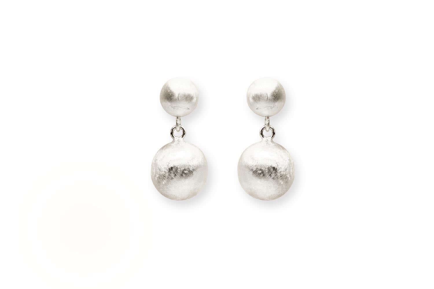 Kugel-Ohrhänger in silberfarben mattem Sterlingsilber