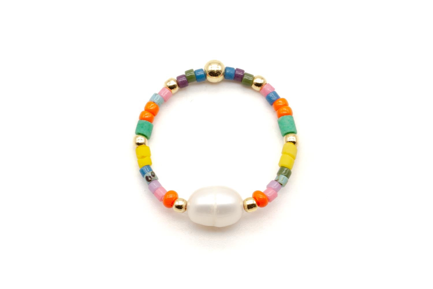 R24 Ring Miyuki Pearl Colourful