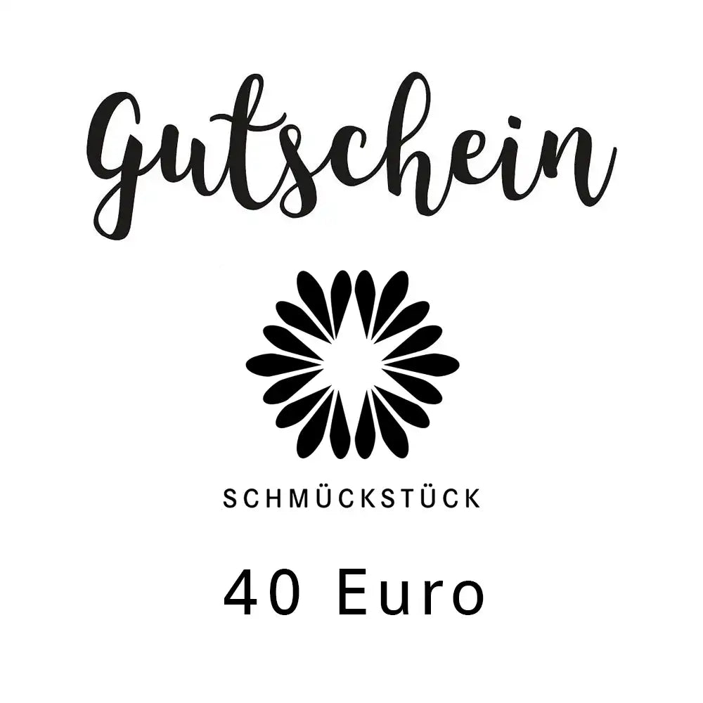 Geschenkgutschein über 40 Euro mit Blütenlogo, schwarze Schrift auf Weiß