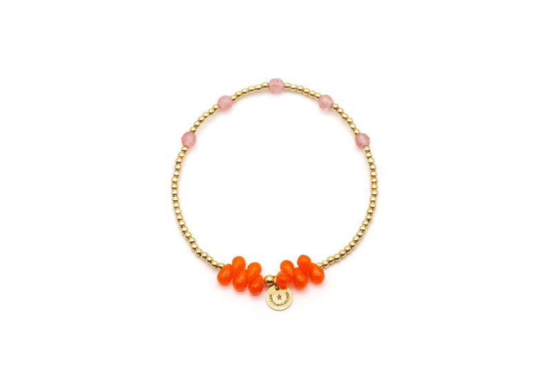 Edelsteinschmuck Armband Erdbeerquarz Tropfen orange Mala Single