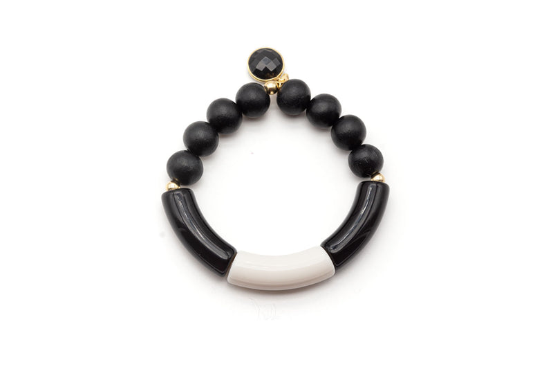 Edelstein Armband Acryl Onyx schwarz weiß modern
