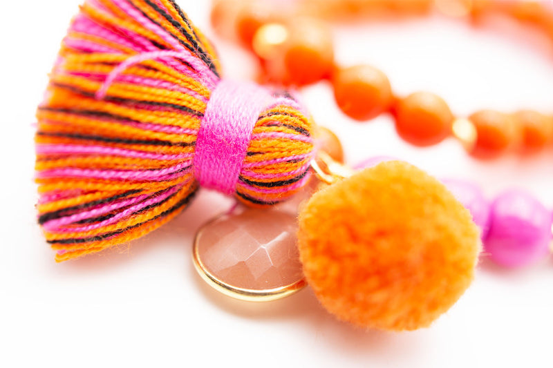 Edelstein Armband Mondstein Sweetlivinginterior Mala Twin pink orange