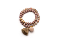 Edelsteinschmuck Armband Achat Sonnenstein doppelt sand Farben