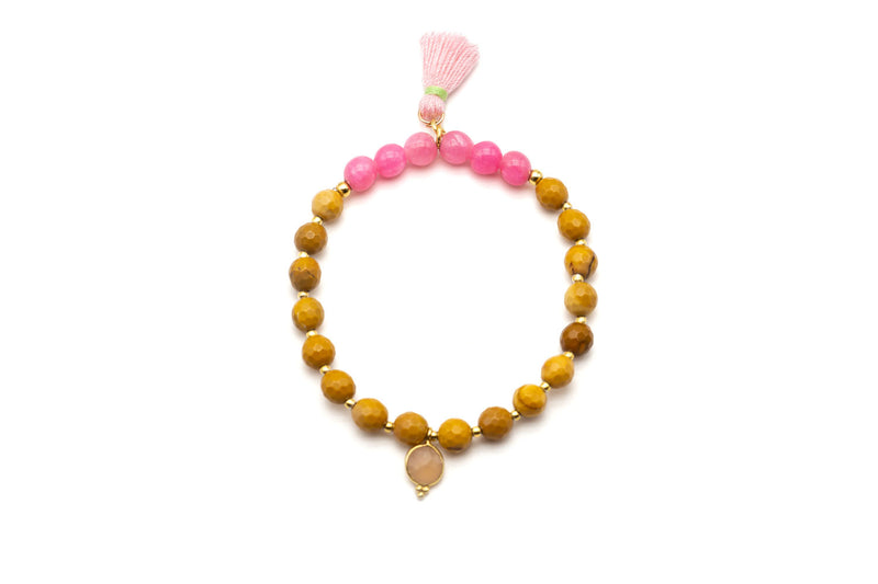 Edelstein Armband Mala Single ginger pink