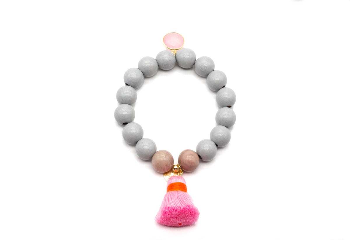 Edelstein Armband grau rosa Mala Single