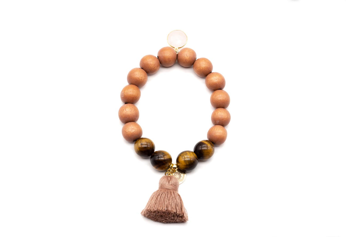 Edelstein Armband braues Tigerauge Mala Single