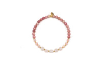 Edelstein Armband einfach Rhodonit Rosenquarz rot