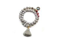 Edelstein Armband Labradorit Mondstein Rhodonit Mala Twin