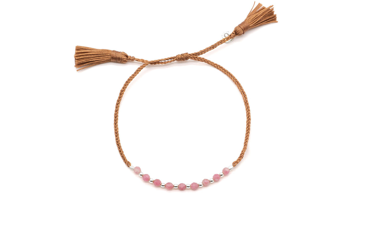 Variante mit silberfarbenen Kugeln zwischen den rosa Turmalin-Perlen
