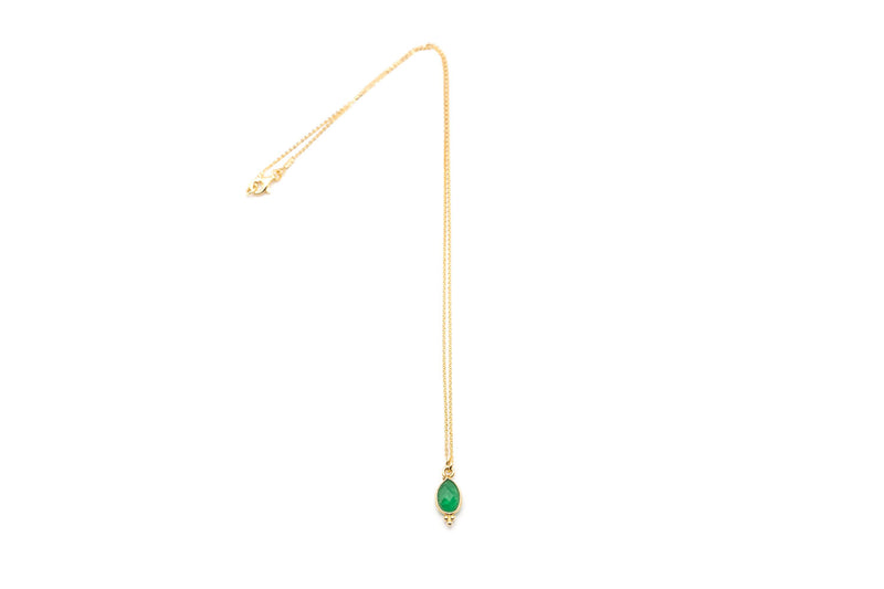 Halskette kurz Fine Jewelry Anhänger Onyx grün Sterlingsilber hochwertig