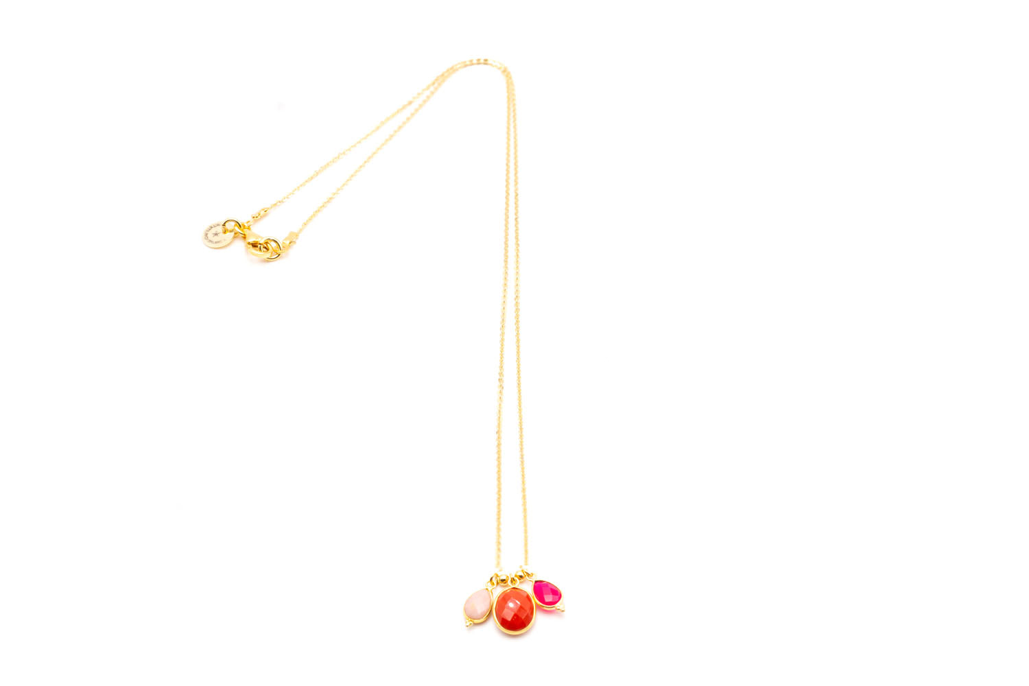 Halskette Fine Jewelry Sterlingsilber Anhänger Chalcedon Koralle Opal rot