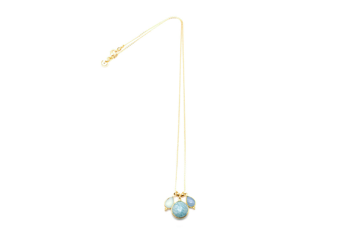 Halskette Fine Jewelry Sterlingsilber Anhänger Chalcedon Angelit Amazonit blau