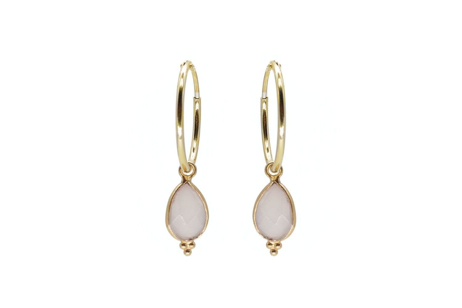 Ohrring Creole Edelstein Rosenquarz rosa Sterlingsilber