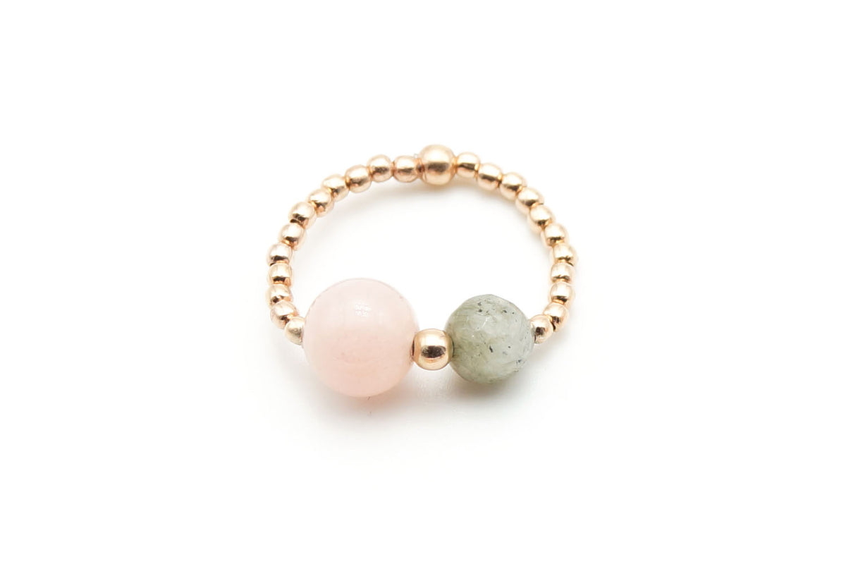 Edelstein Ringe Jade Labradorit Perlen Sterlingsilber rosa grau