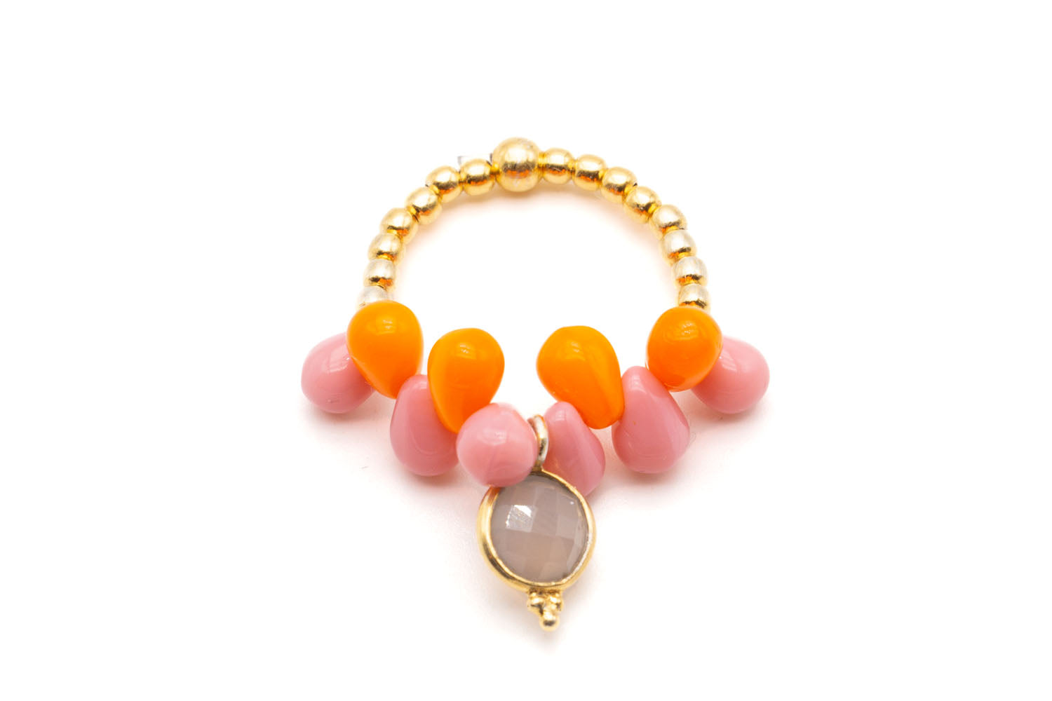 Edelstein Ringe Mondstein Tropfen rot orange rosa auffallend