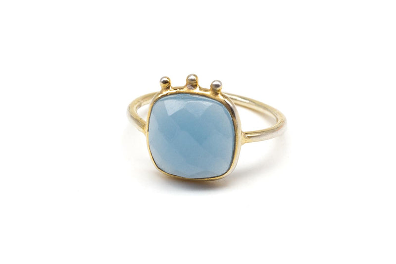 Ring Kissen Chalcedon blau