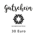 Geschenkgutschein über 30 Euro mit Blütenlogo in Schwarz auf Weiß