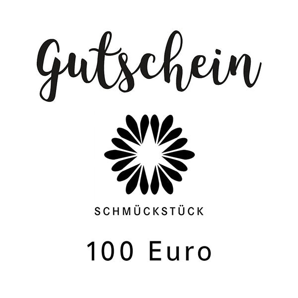 Geschenkgutschein über 100 Euro mit schwarzer Schrift und Blütenlogo auf weißem Grund