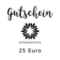 Geschenkgutschein über 25 Euro mit Blütenlogo, schwarze Schrift auf Weiß