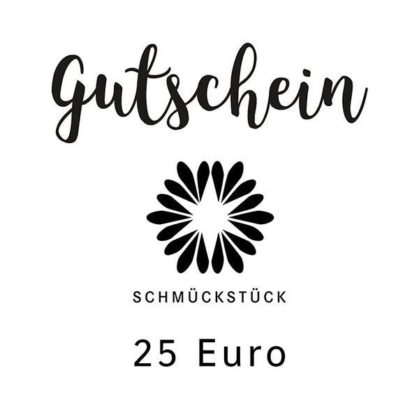 Geschenkgutschein über 25 Euro mit Blütenlogo, schwarze Schrift auf Weiß
